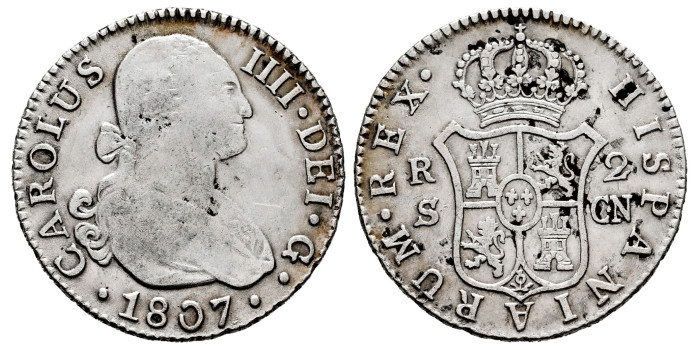 Cy12864-1.-CARLOS IV - 2 Reales 1807 Sevilla C.N.-MBC