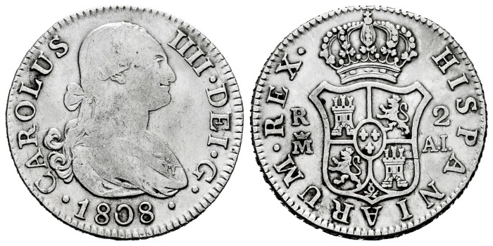Cy12867.-CARLOS IV - 2 Reales 1808 Madrid A.I.-MBC