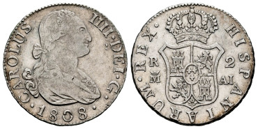 Cy12867-4.-CARLOS IV - 2 Reales 1808 Madrid A.I.-MBC+ R.B.O.