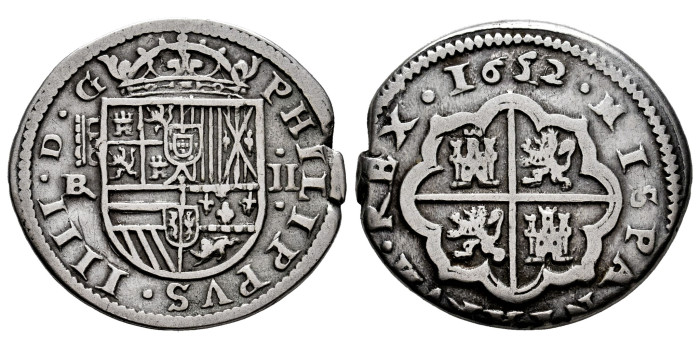 Cy05607.-FELIPE IV - 2 ReaLes 1652 Sevovia BR -MBC 