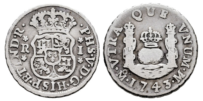 Cy08016.-FELIPE V - 1 Real 1743 Mexico M.- Columnario -BC