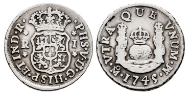 Cy08.-FELIPE V - 1 Real 1745 Mexico M.- Columnario -BC+