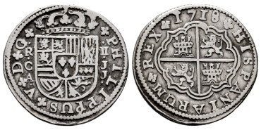 Cy08122.-FELIPE V - 2 Reales 1718 Cuenca J.J.-BC+
