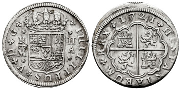 Cy08252.-FELIPE V - 2 Reales 1721 Segovia A.-MBC+