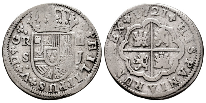 Cy08256.-FELIPE V - 2 Reales 1721 Sevilla J.-BC