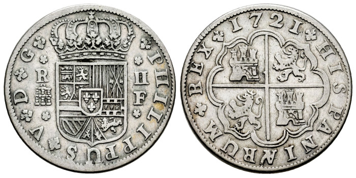 Cy08255.-FELIPE V - 2 Reales 1721 Segovia F.-MBC-