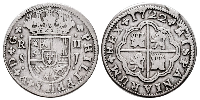Cy08166.-FELIPE V - 2 Reales 1722 Sevilla J.-MBC-