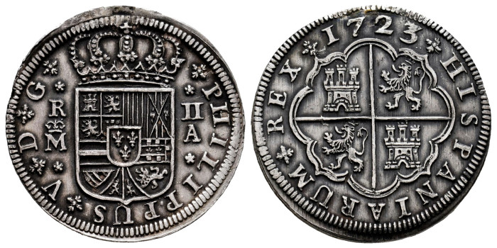 Cy08169.-FELIPE V - 2 Reales 1723 Madrid A.-MBC+
