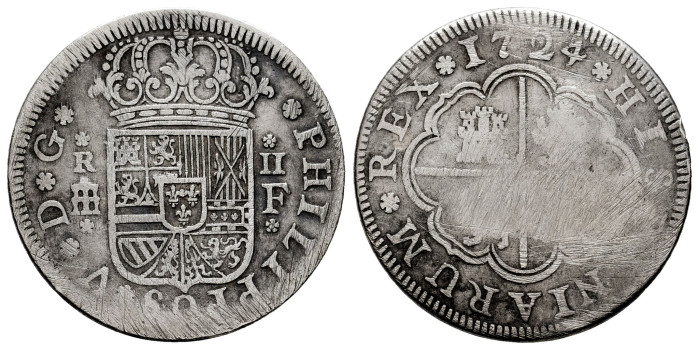 Cy08183.-FELIPE V - 2 Real 1724 Segovia F.-RC