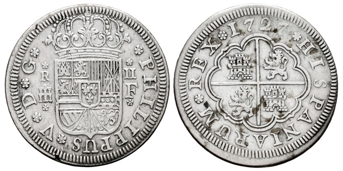 Cy08207.-FELIPE V - 2 Real 1727 Segovia F.-MBC+