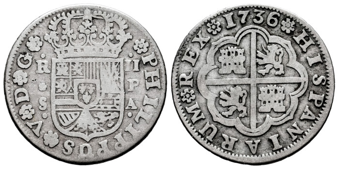 Cy08278.-FELIPE V - 2 Real 1736 Sevilla A.P.-BC