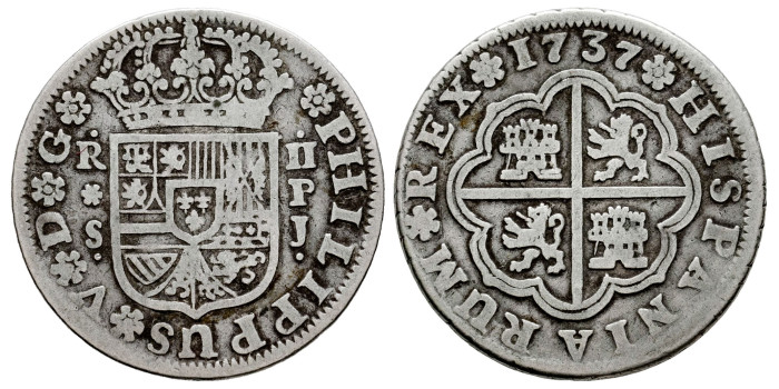 Cy08287.-FELIPE V - 2 Reales 1737 Sevilla P.J.-BC