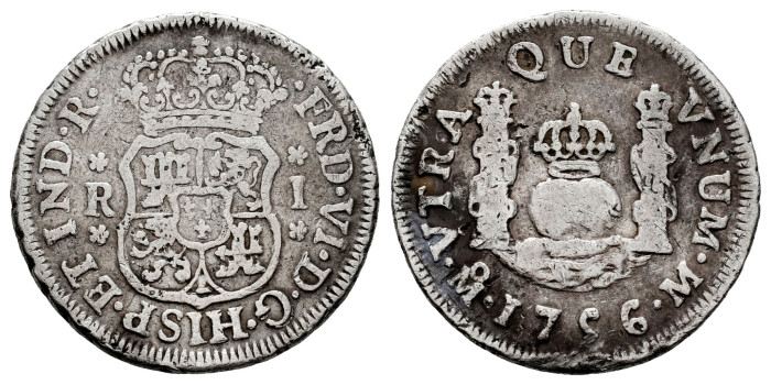 Cy09628.-FERNANDO VI - 1 Real 1756 Mexico M.- Columnario -BC