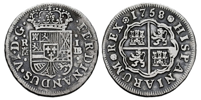 Cy09640.-FERNANDO VI - 1 Real 1758 Madrid J.B.-MBC-