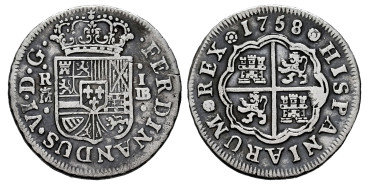Cy09640.-FERNANDO VI - 1 Real 1758 Madrid J.B.-MBC-