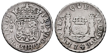 Cy09673.-FERNANDO VI - 2 Reales 1749 Mexico M. Columnario -BC+