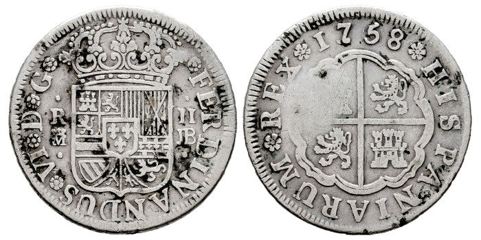Cy09729.-FERNANDO VI - 2 Reales 1758 Madrid J.B.-BC-
