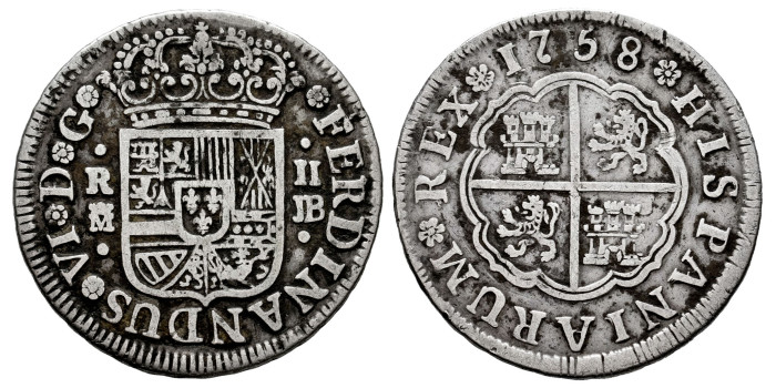Cy09729-1.-FERNANDO VI - 2 Reales 1758 Madrid J.B.-BC