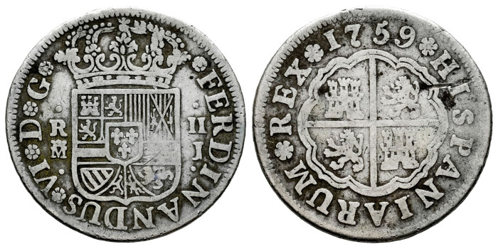 Cy09740.-FERNANDO VI - 2 Reales 1759 Madrid J.-BC-