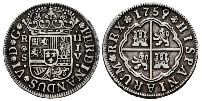 Cy09745.-FERNANDO VI - 2 Reales  1759 Sevilla J.V.-MBC
