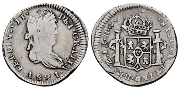 Cy14496.-FERNANDO VII - 1 Real 1821 Zacatecas  Lima J.P.- BC