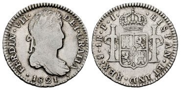Cy14495.-FERNANDO VII - 1 Real 1821 Potosi P.J.- MBC-