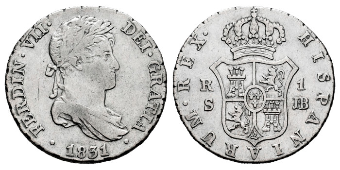 Cy14516.-FERNANDO VII - 1 Real 1831 Sevilla J.B.- MBC+