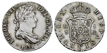 Cy14516.-FERNANDO VII - 1 Real 1831 Sevilla J.B.- EBC-