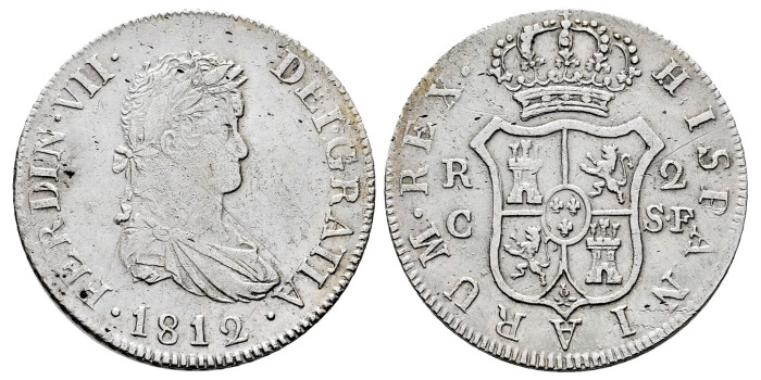 Cy14575.-FERNANDO VII - 2 Reales 1812 Cataluña S.F.- MBC