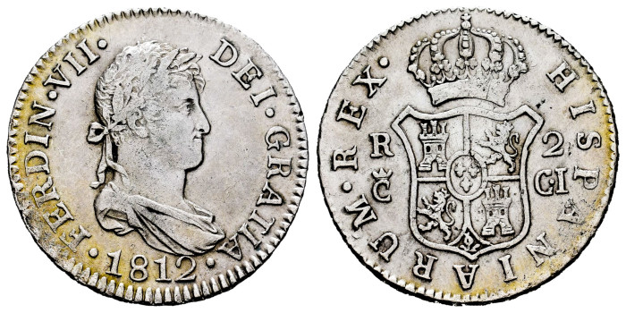 Cy14559-1.-FERNANDO VII - 2 Reales 1812 Cadiz C.I.- MBC+