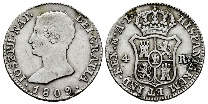 Cy13825.-JOSE NAPOLEON - 4 Reales 1809 Madrid A.I.-MBC