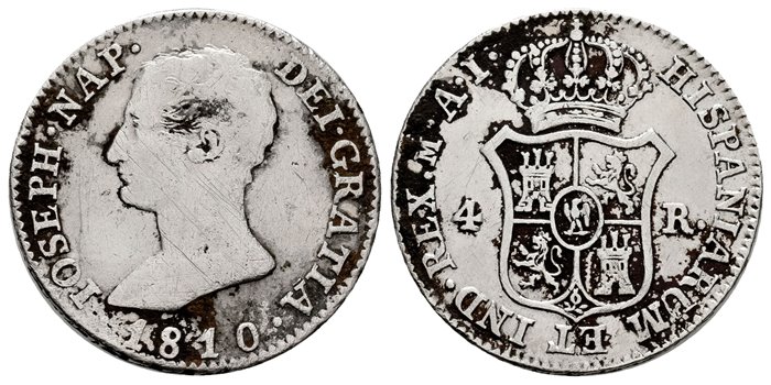 Cy13827.-JOSE NAPOLEON - 4 Reales 1810 Madrid A.I.-BC-