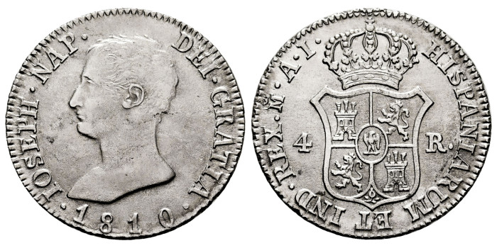Cy13827-2.-JOSE NAPOLEON - 4 Reales 1810 Madrid A.I.-MBC+