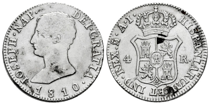 Cy13827-3.-JOSE NAPOLEON - 4 Reales 1810 Madrid A.I.-MBC+