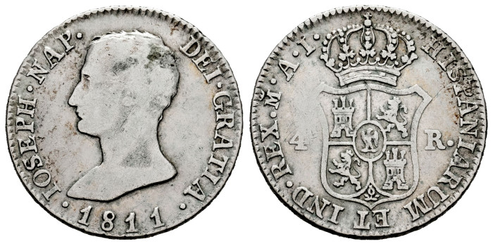 Cy13830-1.-JOSE NAPOLEON - 4 Reales 1811 Madrid A.I.-BC