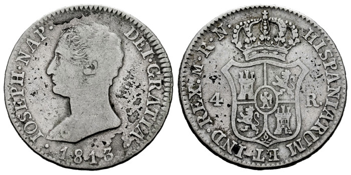 Cy13841-1.-JOSE NAPOLEON - 4 Reales 1813 Madrid R.N.-RC+