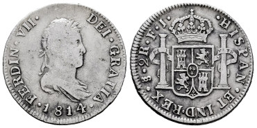Cy14642.-FERNANDO VII - 2 Reales 1814 Santiago F.J.- BC+