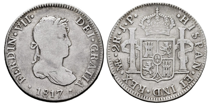 Cy14668-1.-FERNANDO VII - 2 Reales 1817 Lima J.P.- BC