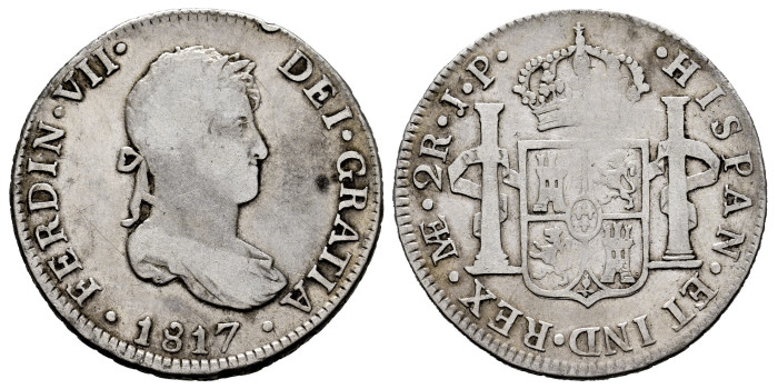 Cy14668.-FERNANDO VII - 2 Reales 1817 Lima J.P.- BC
