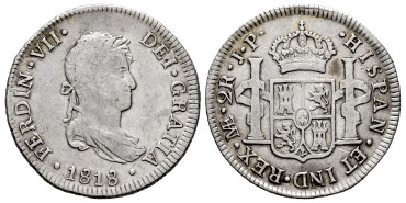 Cy14678.-FERNANDO VII - 2 Reales 1818 Lima J.P.- BC+