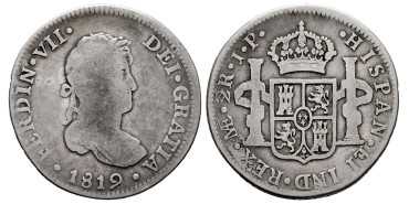 Cy14691.-FERNANDO VII - 2 Reales 1819 Lima J.P.- BC-