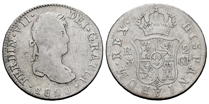 Cy14702.-FERNANDO VII - 2 Reales 1820 Madrid C.J.- BC