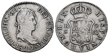 Cy14708.-FERNANDO VII - 2 Reales 1820 Sevilla C.J.- MBC