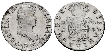 Cy14761-2.-FERNANDO VII - 2 Reales 1825 Sevilla J.B.- MBC+