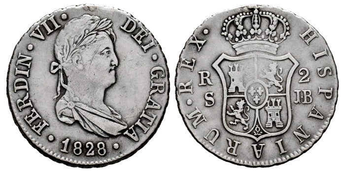 Cy14769-1.-FERNANDO VII - 2 Reales 1828 Sevilla J.B.-MBC