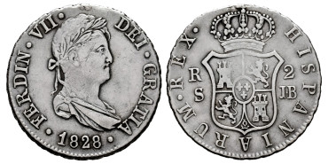Cy14769-1.-FERNANDO VII - 2 Reales 1828 Sevilla J.B.-MBC