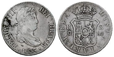 Cy14779.-FERNANDO VII - 2 Reales 1833 Madrid A.J.- MBC-