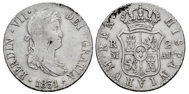 Cy14774.-FERNANDO VII - 2 Reales 1831 Madrid A.J.- MBC