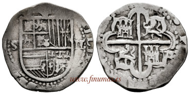 Cy03452.- FELIPE II - 2 Reales n/d.  Seville D. MBC- Silver