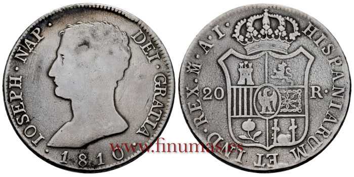 Cy13864.- JOSE NAPOLEON 20 Reales 1810 Madrid A.I.- BC